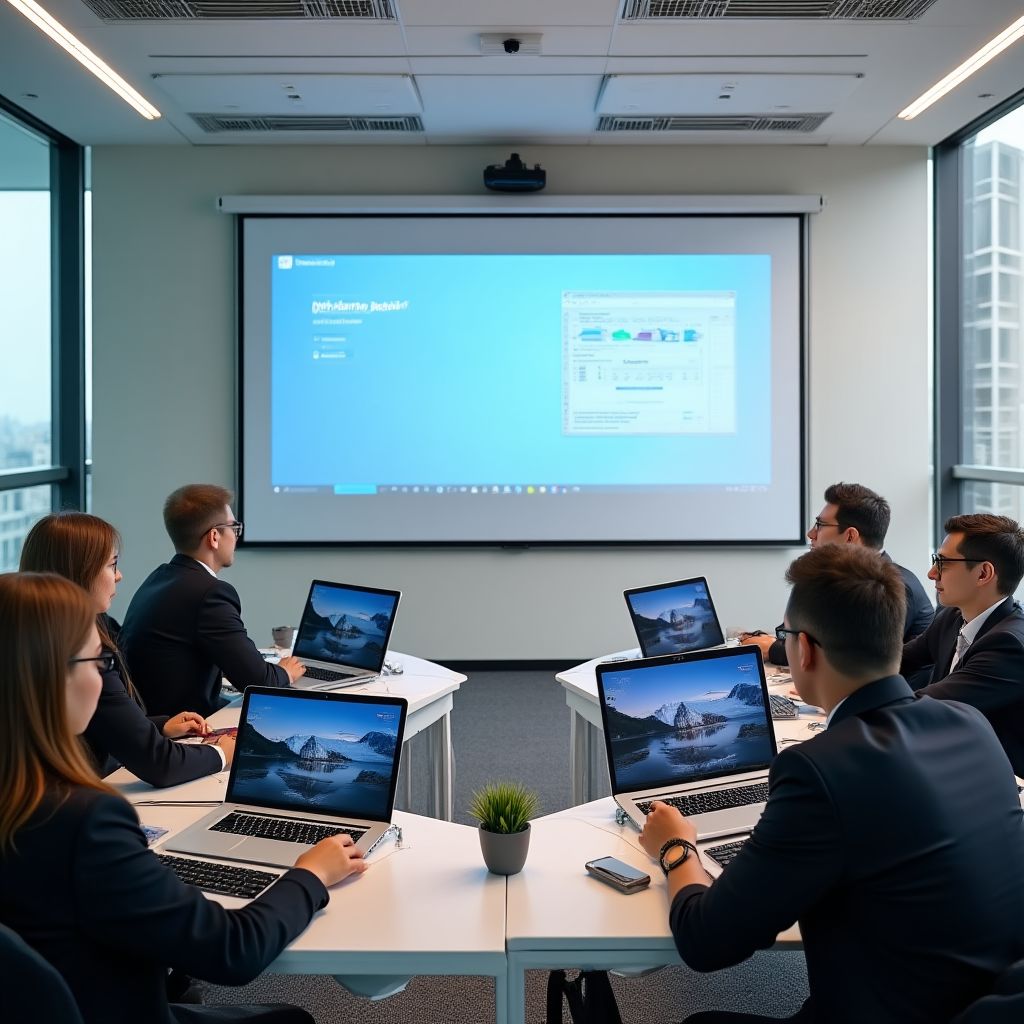 Sala de curs modernă cu echipamente de ultimă generație pentru învățarea contabilității